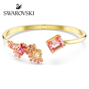 SWAROVSKI Luxury Gema mixed cut pink gemstone open bracelet S925 sterling silver womens fashion bracelet