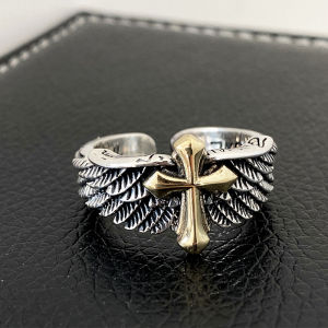 OR🧸 Vintage Wings Cross Graffiti Letter Open Ring Open Pribadi Ring COD