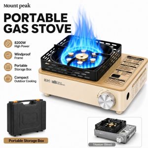 Mount peak Camping Stove 8200W Mini Gas Stove Windproof Outdoor Portable Burner for BBQ Hiking Picn Free storage box