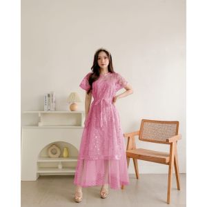 Dress Wanita Korea Kekinian Cantik Shanna 2in1 Pesta Celebration Party