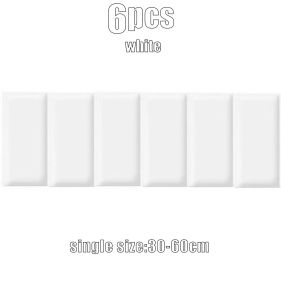 6PCS 3D Wall Stickers Wallpaper Self-adhesive Thicken Tatami Anti-collision Wall Mat Bedroom headboard