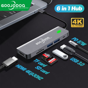 GOOJODOQ 11 in 1 USB Hub 8-in-1 8/11 Ports Type-C 3.1 to 4K HDMI USB C To 2 Ports USB 3.0 SD / TF Card Reader PD Fast Charge Adapter Dock For Macbook