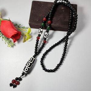 Vòng cổ chuỗi hạt đá mã não 9 mắt Tây Tạng - T0244