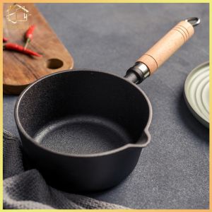 Mini Cast Iron Saucepan Non-Stick Small Saucepan for Cooking Butter and Sauces Compact Kitchen Essential in Black