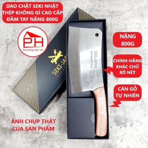 DAO CHẶT SEKI Nhật Bản (Chính hãng nặng 800g) chặt xương chặt gà cá thép không gỉ sắc bén đầm tay - Gia dụng Phước Hòa