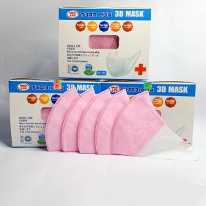 Khẩu trang mầu HỒNG 3D MASK công nghệ Nhật Bản hộp 50 chiếc.