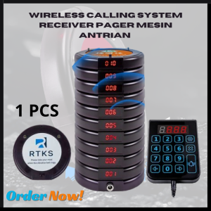 TERLARIS PENGIRIMAN CEPAT COD RTKS Wireless Calling System Receiver Pager Mesin Antrian 1 PCS - LFTZ44 BERGARANSI MURAH BAGUS/untuk loket digital bank pasien rumah makan warkop cafe tokoh multifungsi serbaguna canggih beterei tahan lama