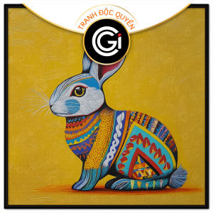 Tranh con thỏ phong cách trang trí cách điệu hiện đại.Tranh treo tườngdán tường nội thất.CGI-1357