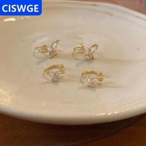 [COD] CISWGE AUTOPARTS 1 cặp shinning Zircon lớn nhỏ bướm Tai Clip bông tai pha lê không xuyên Tai Cuff phụ nữ giả xuyên tai bọc