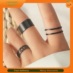 ❣️❣️❣️ 3 6pcs Vintage Black Rings Set For Women Girls Punk Metallic Geometric Simple