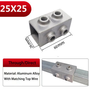 Aluminum Alloy Square Tube Connector 25x25mm Drill-Free Galvanized Load-Bearing Fasteners Elbow Tee Fittings for Shelves and Support Structures