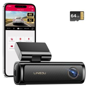 LINGDU 4K Dash Cam Front Cabin Rear 4K Dash Camera for Car Free 64GB SD CardWi-Fi GPS Night VisionParking ModeSony Starvis Sensor Type C Capture Every Detail Clearly