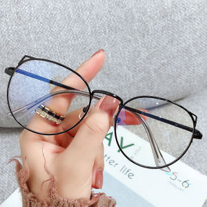 🔥Cadia👍 Korean Cat Ear Metal Frame Glasses Anti-Blue Light Glasses Round Frame Myopia Glasses