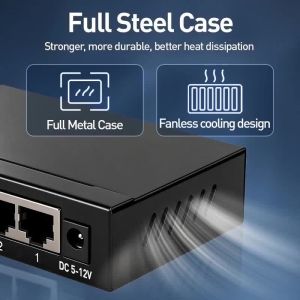 ZoeRax 8-port Gigabit Switch with metal casing 1000Mbps high speed plug-and-play loop detection wall-mount design stable and energy-saving suitable for home office CCTV