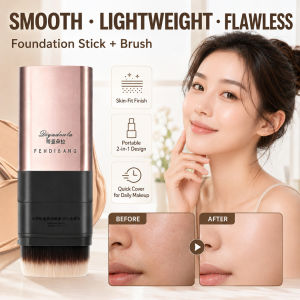 Double-ended Foundation Stick With Brush Head Oil-Control Moisturizer Foundation Long-Lasting Concealer Stick Portable Makeup Tool