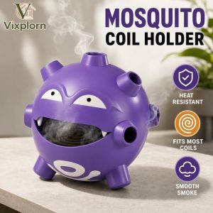 Cartoon Mosquito Coil Holder Heat Resistant Ash Catcher Purple Incense Stand Home Decor For Bedroom Dorm Balcony