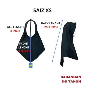 🔸TUDUNG LYKRA LEMBUT HITAM ( KOSHIBO SELAPIS ) TUDUNG SEKOLAH / PT003 - PRESIDENT UNIFORM