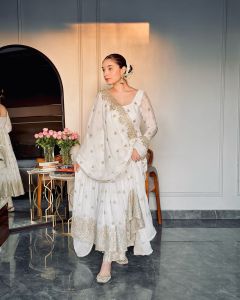 DULHAN GOWN WHITE ANARKALI SILK STYLISH WITH PANTS SIZE S TO 3XL FD121 35P 7D