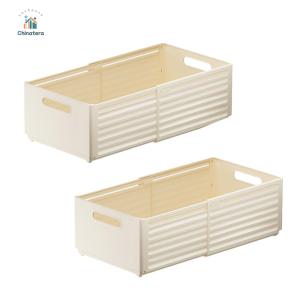 Adjustable Plastic Storage Box with Handles 2 Pack for Easy Organization in Kitchen and Living Room