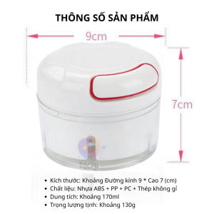 Máy Xay Tỏi Ớt Cầm Tay Mini - Dụng Cụ Băm Tỏi Ớt Kéo Tay 170ml Lưỡi Dao Inox Sắc Bén Xay Nhuyễn