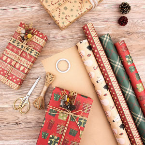 【TaroBall】70CM Xmas Print Packing Kraft Paper DIY Kid Gifts Bag Candy Box Decor Party Room Christmas Decorations