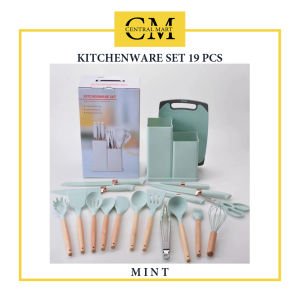 KITCHENWARE SET PREMIUM 19 PCS / SPATULA SILICONE KNIFES SET / SPATULA SILIKON SET / PISAU DAN GUNTING DAPUR SET TALENAN / ALAT MASAK SERBAGUNA / SUTIL SILIKON / PISAU DAPUR