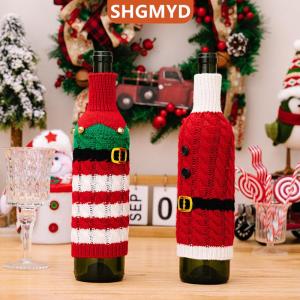 [COD] SHGMYD SPORTS ขวดไวน์ซานตาคลอสขวดไวน์สำหรับครอบครัวโต๊ะรับประทานอาหารกระเป๋าใส่ไวน์ของตกแต่งบ้านสำหรับเทศกาลคริสต์มาส