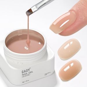 GAOY Colored Nail Builder Base 30g with a Brush 4-in-1 Flamingo Pink Long Lasting Nail Builder Gel Strengthening Natural Jelly Soak Off UV Light