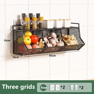 Wall Mounted Kitchen Hanging Rack  Wall Shelf Rack Vegetable Fruit Spice Seasoning Storage Rack Holder Organizer Spice Seasoning Storage Rack Kitchen Condiment Organizer Storage Basket Bathroom Shelves