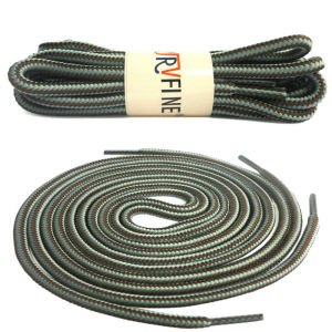 YJRVFINE 1 Pair Strong Boot Laces Hiking Walking Boot Shoelaces Round Rope Dual Coloured Striped Shoe Lace Strings
