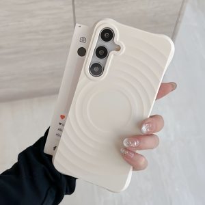 Luxury Water Ripple Liquid Silicone For MagSafe Wireless Charge Case For Samsung S25 S24 S23 Ultra Plus FE Soft Shockproof Cover