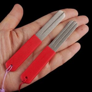 NOBLELYN 2Pcs Double-Sided Fishing Hook Sharpener Anti-skid Diamond Stone Fishing Grinding Hook Portable Fishing Tools for Outdoor Fishing