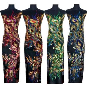 PLLEWY Mesh Fabric Sequin Appliques DIY 130CM Lace Fabric Appliques Appliques Pea Appliques Wedding Decor
