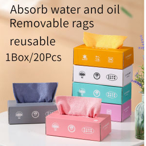 Kitchen Towel 20pcs/box Removable Reusable Absorbent Microfiber Dishcloth Scouring Pad Lazy Rag