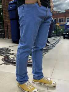 AZYJEANS  Men Stretchable Premium Denim 13oz Sky Blue/ Slimfit Cutting Kod 777