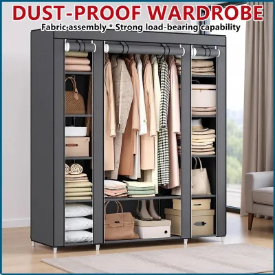 Fabric Wardrobe dust-proof Closet Cloth Cabinet Collection Multi-functional Dormitory Simple For Hanging Adult Clothes Rack