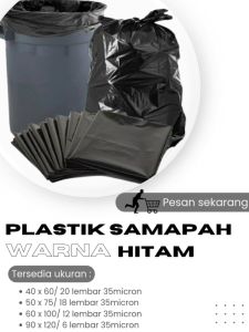 PLASTIK SAMPAH POLOS HITAM /KANTONG SAMPAH RUMAH TANGGA/KANTOR/MEDIS