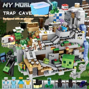[SG Stock] My World Building Blocks Giant Mechanism Cave Village Mini Series Puzzle Combination Boys and Childrens Toys