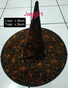 [Bahan Beludru] Topi Penyihir Murah Motif Laba Laba Cosplay Kostum Halloween Pesta