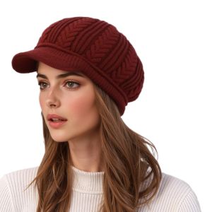 DOWNA Thickened Womens Winter Beret Ear Protection Wool Ski Cap Casual Warm Duck Tongue Hat Outdoor