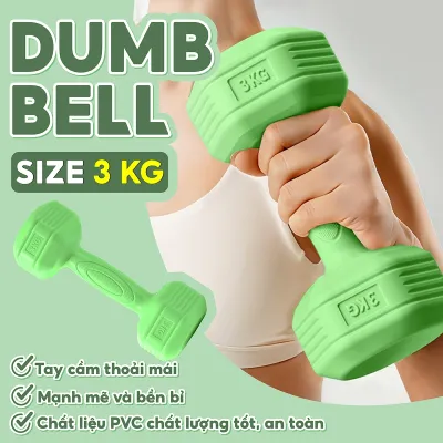 (ĐỦ MÀU) BG -Một cặp tạ tay 3KG cao cấp thép đặc bọc cao su nhám thái lan tập Gym (Tổng 6 kg)