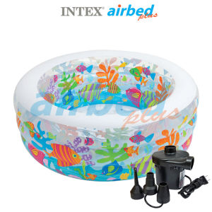 Intex ส่งฟรี สระกลมใส อะแควเรี่ยม 1.52x1.52x0.56 ม. รุ่น 58480 + ที่สูบลมไฟฟ้า