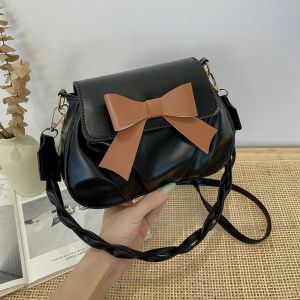 JENGW Korean Style Bowknot Crossbody Bag Y2K Handbag PU Leather Underarm Bag Elegant Cloud Bag Bow Shoulder Bag Travel