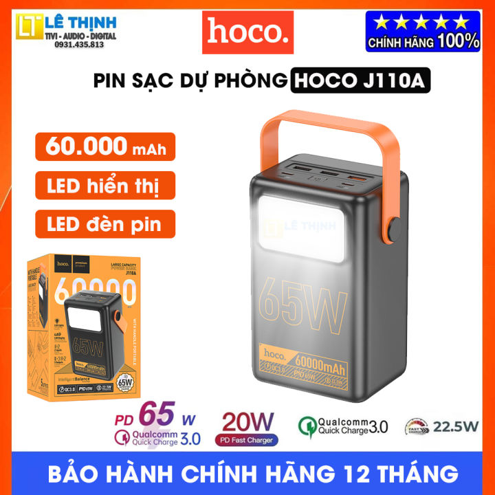 Pin sạc dự phòng Hoco J110A 60000mAh, sạc siêu nhanh PD 65W, sạc nhanh ...