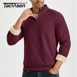 TACVASEN Heavyweight Quarter Zip Pullover Mens Winter Sherpa Lined Athletic Warm Sweatshirt Casual 1/4 Zip Golf Fleece Sweater2026