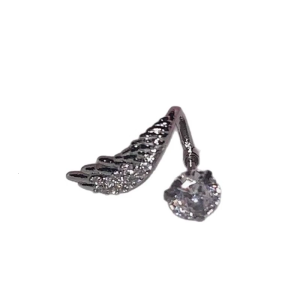 Alloy Wing Ear Bone Nail Sparkling Rhinestones Cartilage Stud Earring Handmade Ear For Women Daily Wear