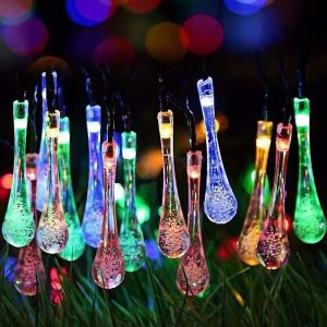 Solar Raindrop LED String Lights Fairy Lights Waterproof Solar Garden Lamp