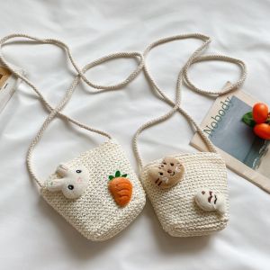 THOMA ลำลอง เล็กไปหน่อย การ์ตูน น่ารักค่ะ น่ารักดี ชายหาด กระเป๋าสตางค์โบฮีเมียน กระเป๋าฟางเด็ก ทอ กระเป๋าถือสไตล์เกาหลี