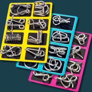 8PCS/Set IQ Metal Puzzle Brain Teaser Intelligence Solution Puzzles For Children Anti-Stress Fidget Toy