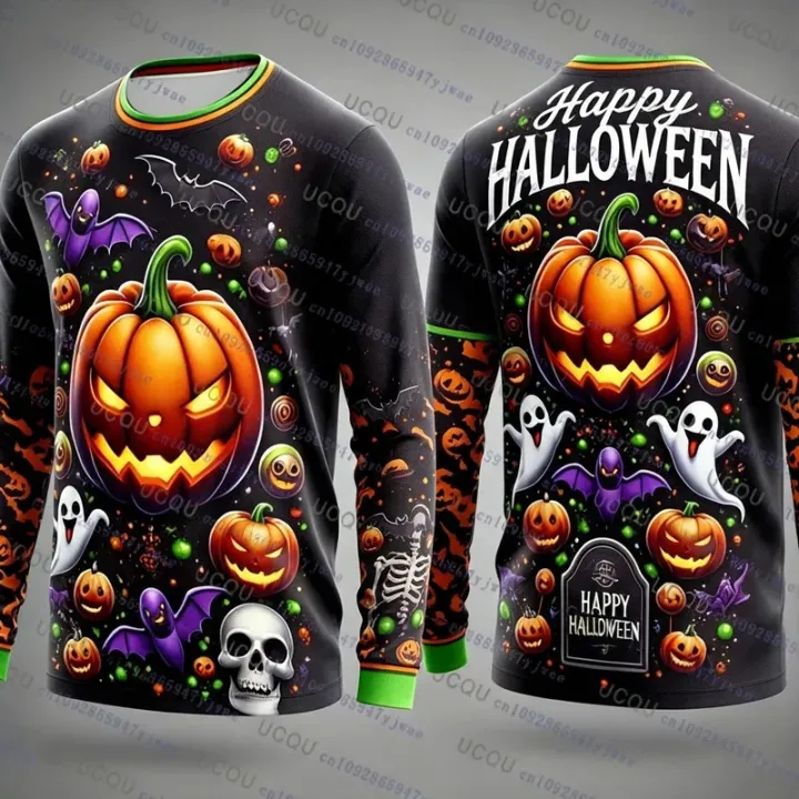 7CYM [Local Stock] Christmas Halloween Men Halloween Long Sleeve T ...